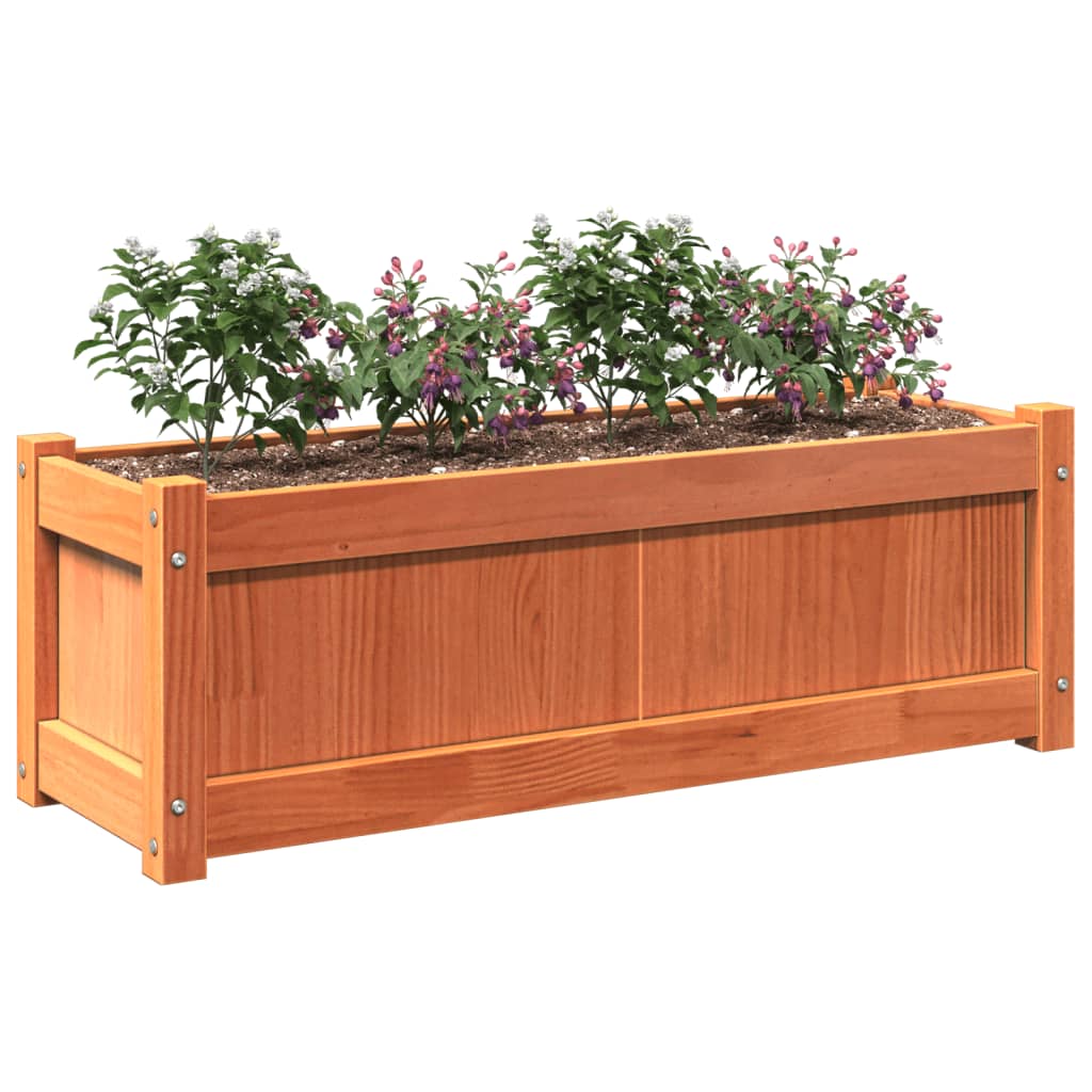 Vidaxl Donica Ogrodowa, Woskowy Brąz, 90X31X31 Cm, Lite Drewno Sosnowe