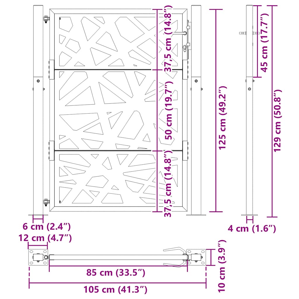 Garden Gate 100 x 125 cm Corten Steel Light Design