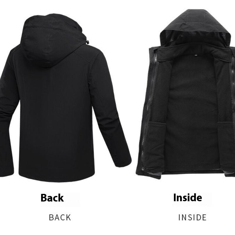 Men Womens Waterproof Jacket 3-in-1 Windbreaker Winter Coat Fleece Inner for Rain Snow Solid Color Contrast Color Can Be Removed