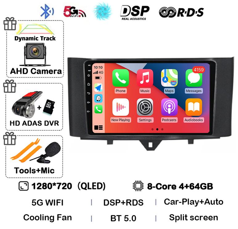 Android 14 Carplay автомобильное радио для Mercedes Benz Smart Fortwo 2006 -2011 2012 2013 2014 2015 мультимедийный видеоплеер GPS стерео 4G