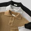 Fall Winter Men Sweater Button Turn-down Collar Long Sleeves Top Retro Knitted Thick Warm Pure Color Pullover Stretchy Daily Wear Knitwear