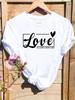 (Asian Size) Women's Love Letter Sweet Style Cute Top T Clothing Casual Fashion Print Female Casual Graphic Tee Short Sleeve T-shirts