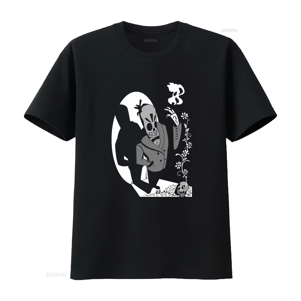 Grim Fandango Игровая Футболка Calavera Ретро Уникальный Дизайн Черепа Идеально для Игроков и Любителей винтаж Стиранная Повседневная Мягкая