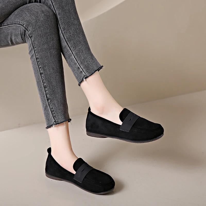 Обувь женская 2024 Брендовые женские туфли на плоской подошве без застежек Модные повседневные туфли на плоской подошве с круглым носком Горячая распродажа Большие размеры Плоские туфли на низком каблуке Zapatos Mujer