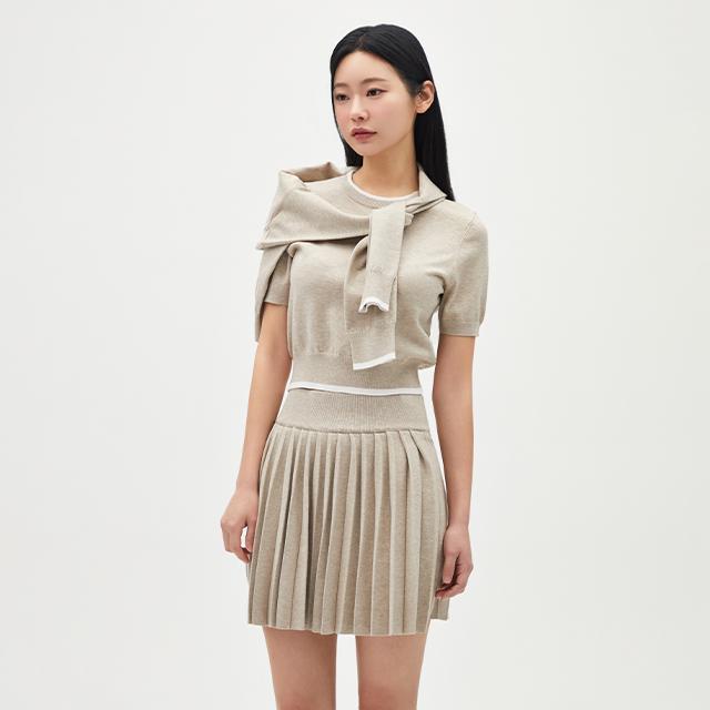 Rap Knit Pleated Mini Skirt Ar1Ws360