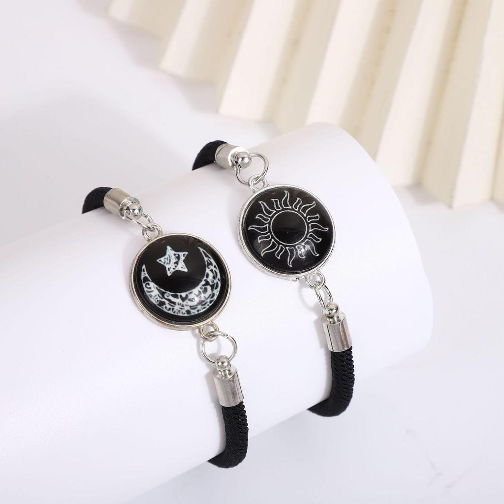 Светящиеся браслеты для пары «Солнце и Луна» - Ручная работа, плетеная веревка, подарок на День святого Валентина