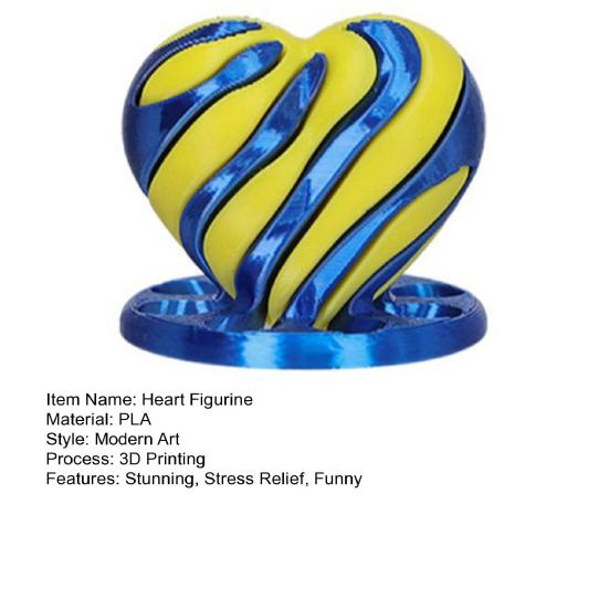 Мини-фигурка сердца, напечатанная на 3D-принтере, Спиральная игрушка-непоседа в форме сердца, Забавное украшение для стола, Подарок для снятия тревоги и стресса для детей и взрослых