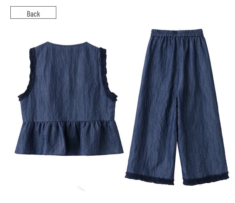 Stylish Summer 2025 Denim Jacket & Wide-Leg Pants Set