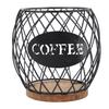 Coffee Pod Holder Iron Large Capacity Stylish Look Easy Access Wooden Base Coffee Pod Storage Organizer for Home Coffee