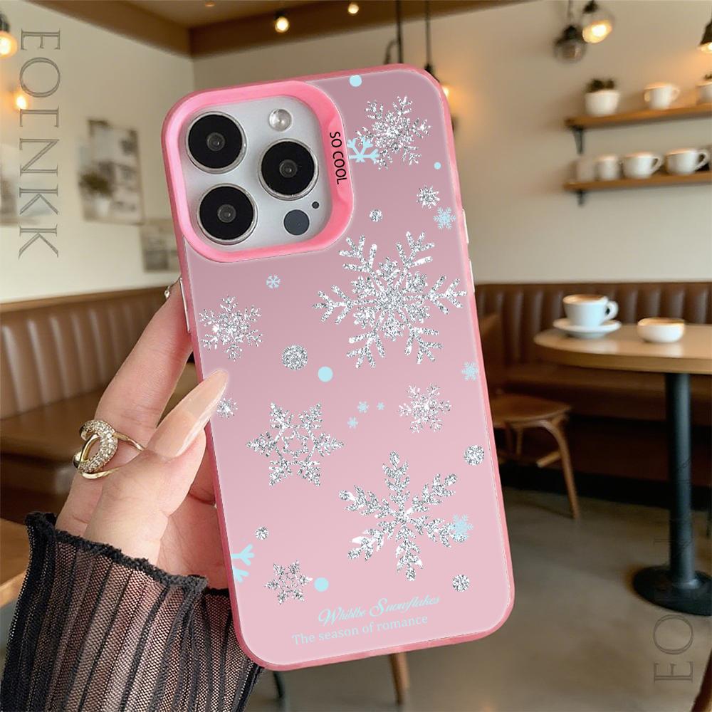 Silver Snowflakes Shockproof Phone Case for Iphone 16 15 14 13 12 11 Pro Max/Mini Anti-Scratch Premium Hard Cover