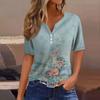 Women's T Shirt Tee Print Button Short Sleeve Daily Weekend Fashion Basic V- Neck Regular Top