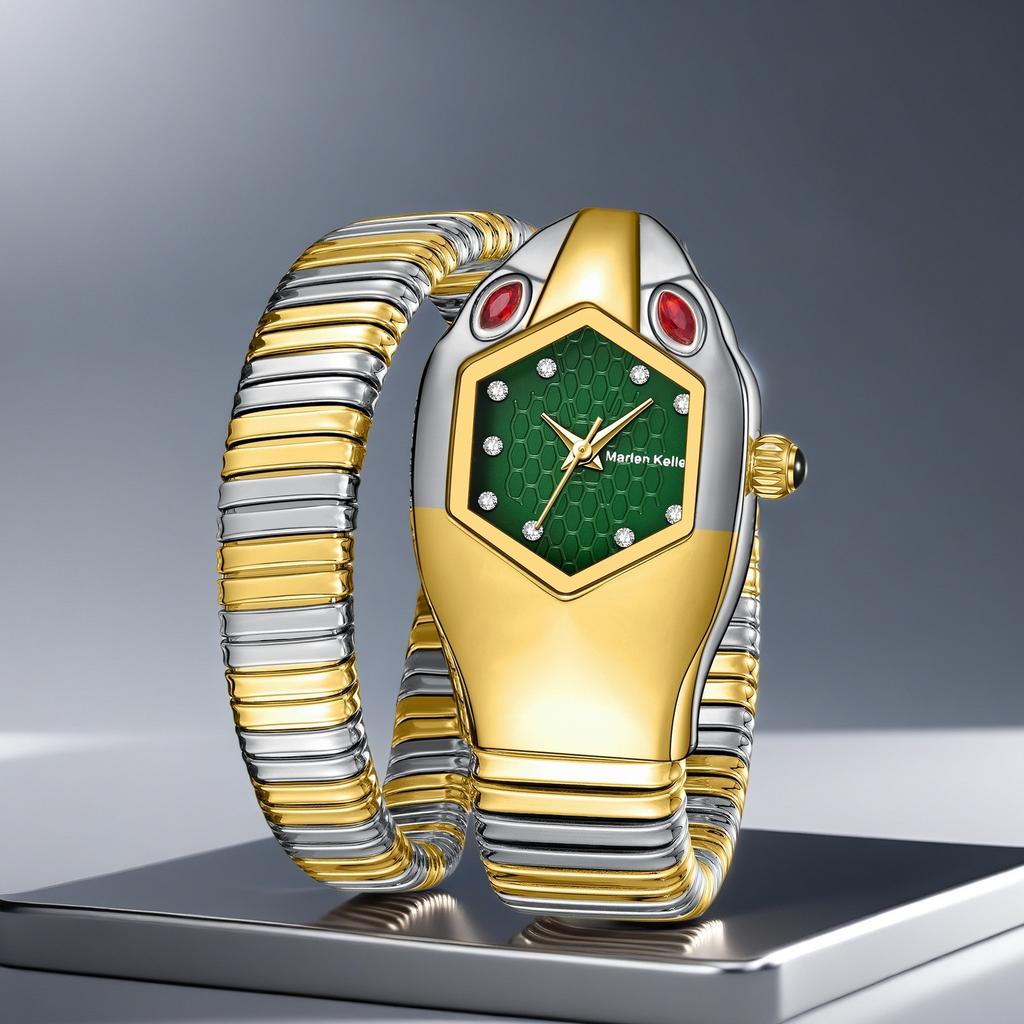 Часы Женские Роскошные Бриллиантовые Уникальной Формы Змеи Водонепроницаемые Кварцевые Женские Часы Часы