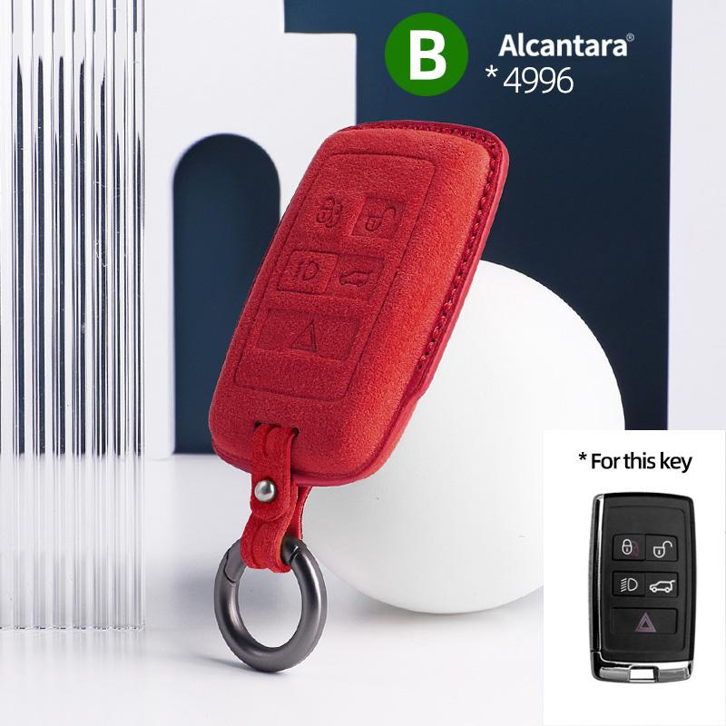 Suede Car Key Case Holder Keychain for Land Rover Range Rover Discovery 5 Sport 2018 2019 for Jaguar XEL E-PACE 2019 Accessories