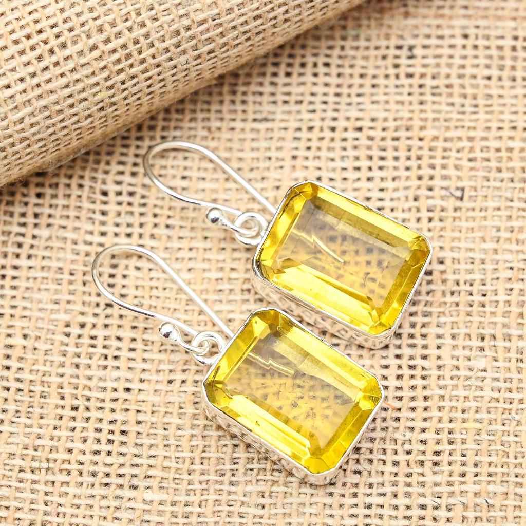 Драгоценный камень цитрин, ювелирные изделия из стерлингового серебра 925 пробы ручной работы, милые серьги, подарок для нее
