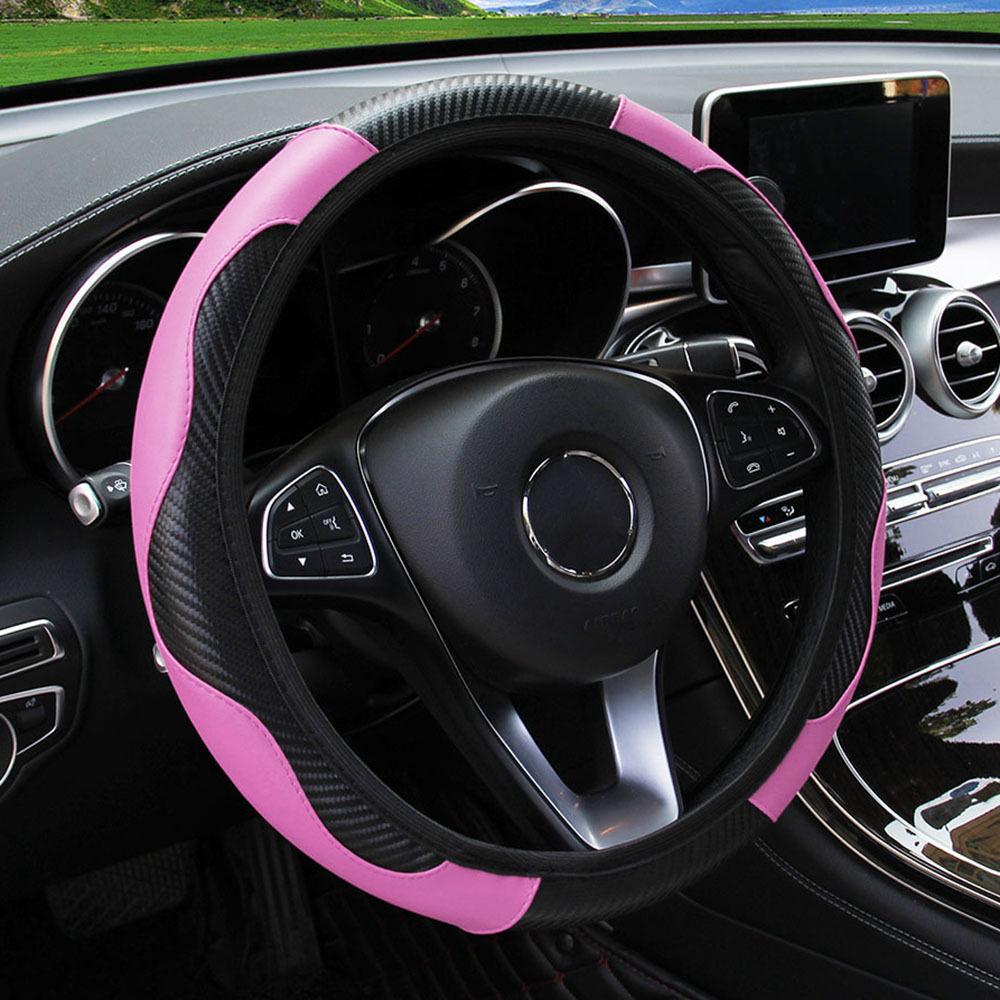Car Steering Wheel Cover, Carbon Fiber Ultra-fine Elastic Steering Wheel Protective Cover, Car Decoration for Most Cars, Trucks