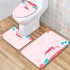 Flamingo Bathroom Toilet Three-Piece Floor Mat Doormat Bathroom Carpet