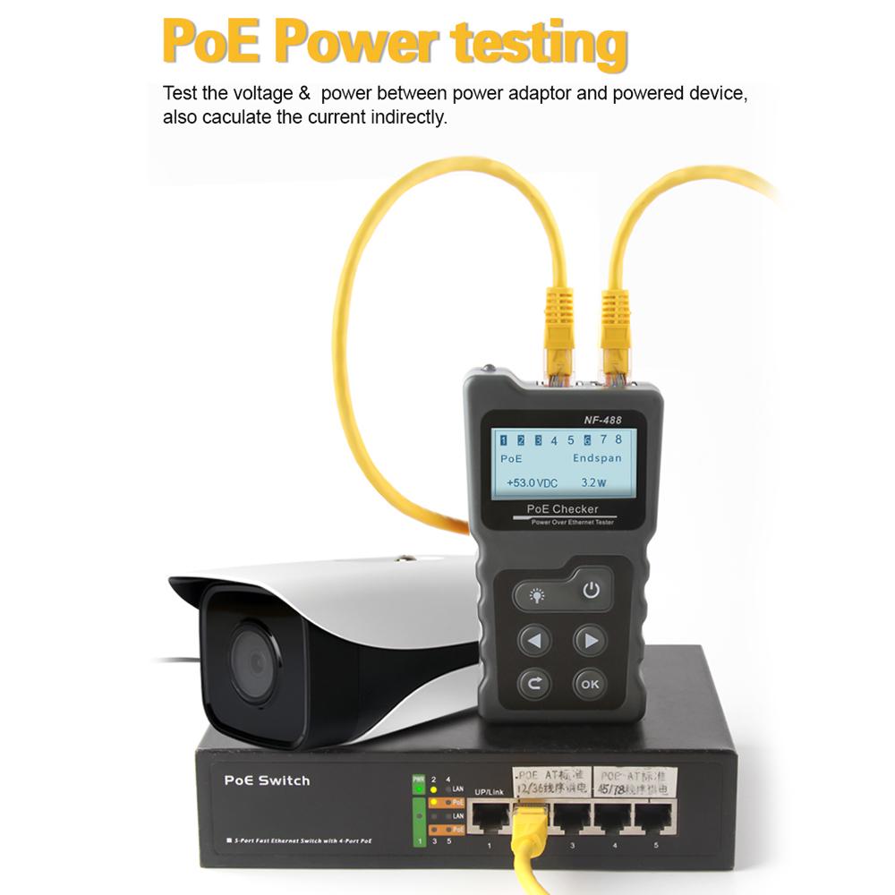 Multi-functional LCD Network Cable Tester PoE Checker Inline PoE Voltage and Current Tester with