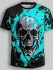 Винтажная футболка для мужчин с разноцветным рисунком черепа нежити, 3D-принт, короткий рукав, свободная футболка, модная повседневная мужская одежда