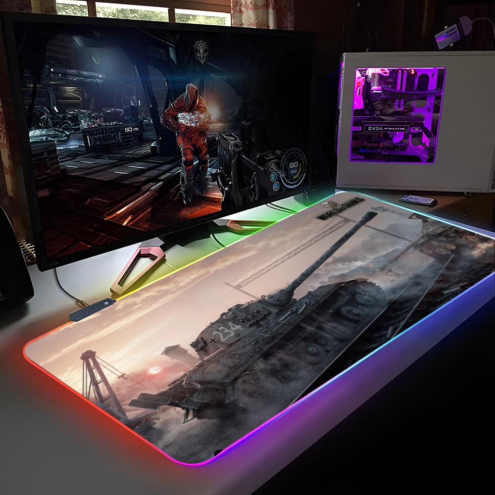 HD W-World Of T-Tanks Коврик для мыши RGB Подсветка Коврик для мыши Ноутбука Коврик для мыши Ноутбука Игровой Компьютерный Стол Игровые Аксессуары