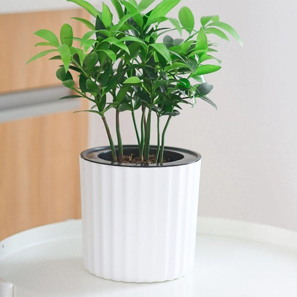 Однотонный самополивающийся цветочный горшок Домашнее украшение Садовые принадлежности Ленивый влагопоглощающий цветочный горшок Пластиковый мини-горшок для растений