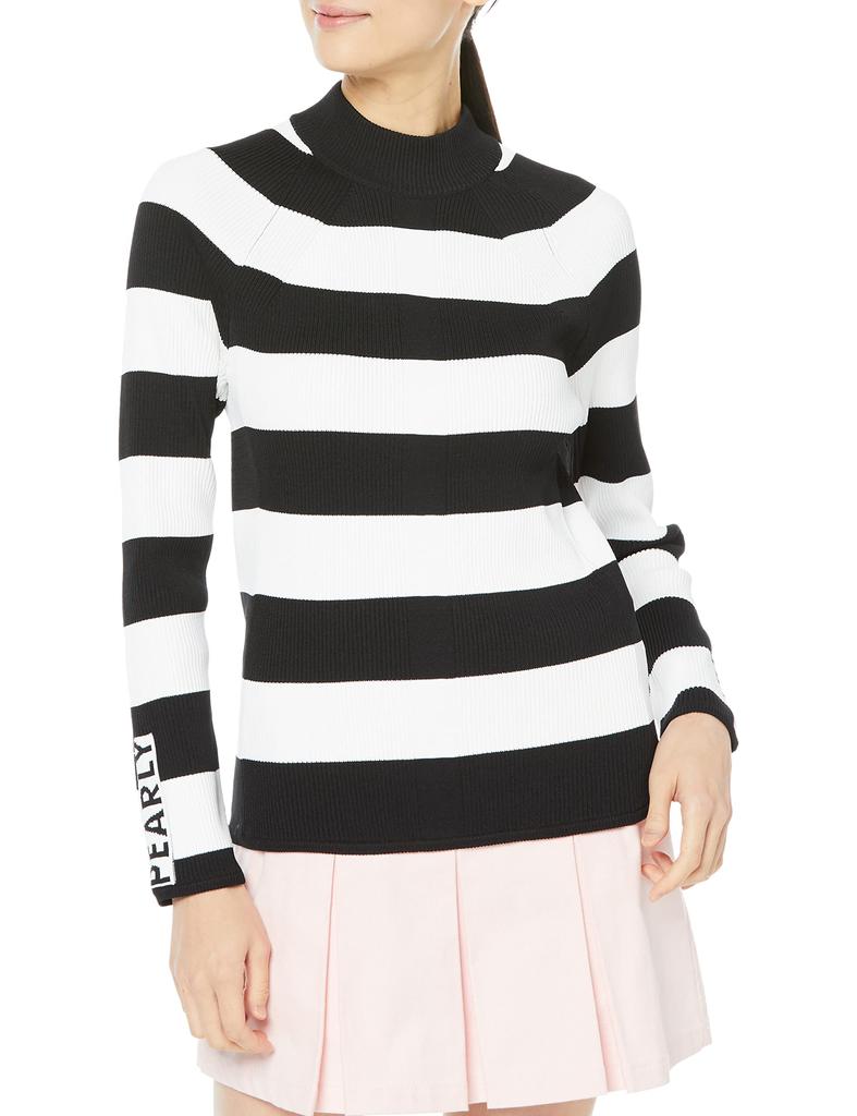 Crew Neck Knit Rays of 0 [PEARLY GATES] Women's Pullover, Light, Plain/Border / 055-1270006 031_Border [S]