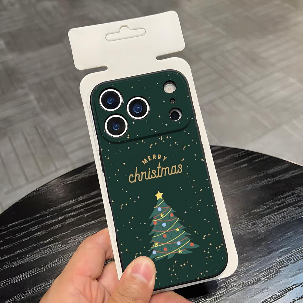 Чехол для телефона 'Рождественская елка' для IPhone 17 Air 16 E Pro Max 15 14 13 Mini 12 Pro 11 Max Plus Черный Мягкий