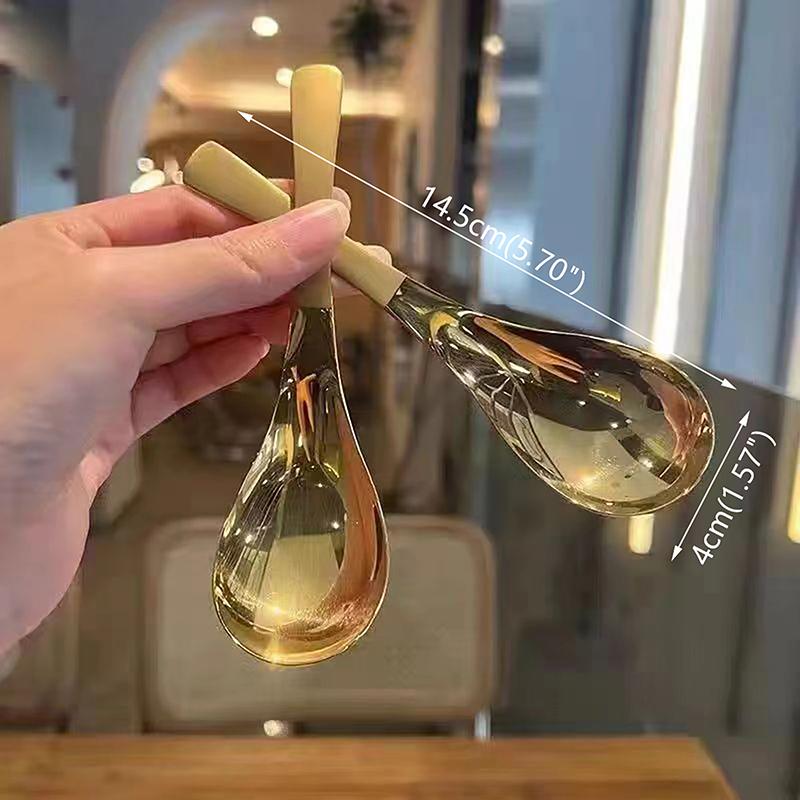 Ложка из нержавеющей стали, корейская посуда с длинной ручкой, утолщенная ложка для перемешивания, ложка для льда, ложка для еды, домашняя обеденная ложка, десертная вилка