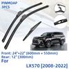 3PCS For LEXUS LX570 2008-2022 24" 22" 12" Front Rear Wiper Blades Windshield Windscreen Window Cutter Accessories 2016 2017 2018 2019 2020 2021 2022