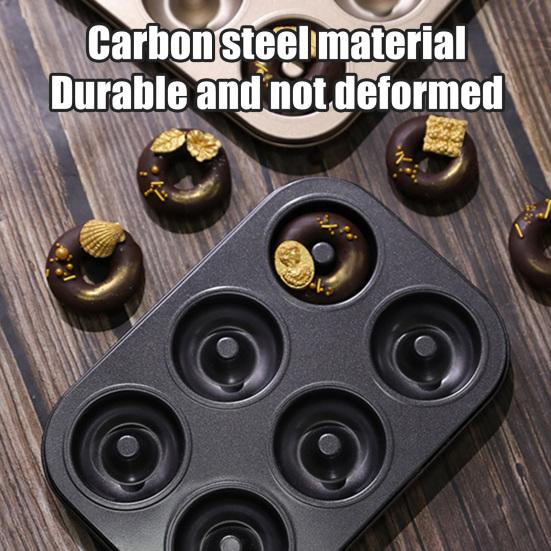 Donut Baking Pan 6-Count Carbon Steel Nonstick Donut Pan for Baking Easy Release Doughnut Molds Multifunctional Bakeware for Cakes Muffins Pies