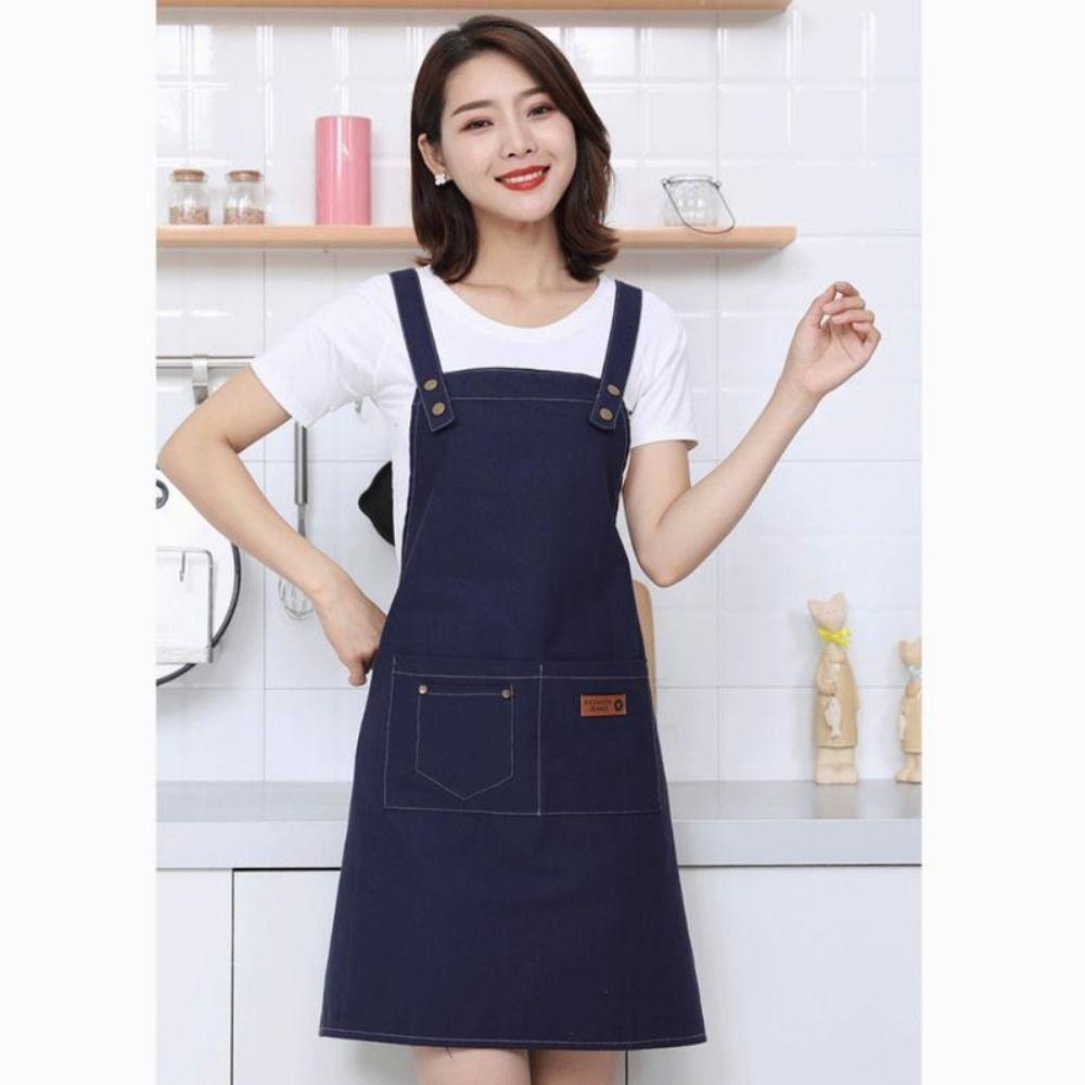 Холщовый фартук без рукавов Длинный джинсовый фартук Кухонный фартук шеф-повара Для мужчин женщин