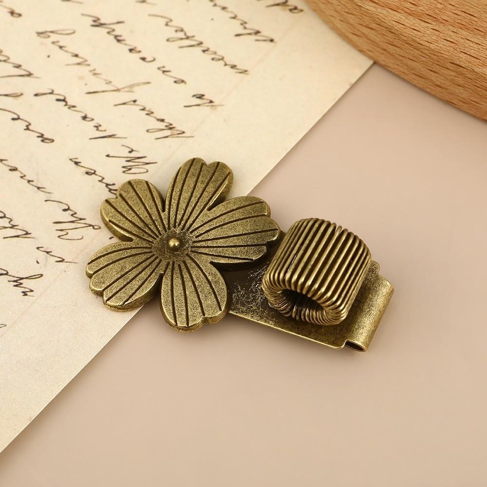Zinc Alloy Metal Pen Clip Flower Shape Notebook Pen Clip Vintage Elastic Pen Loop Notebook Journal
