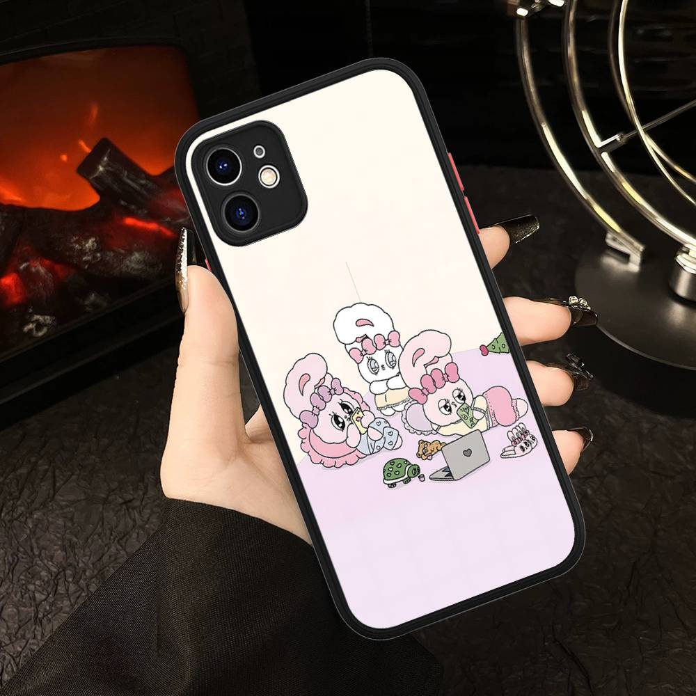 Cute Cartoon Esthers Bunny For IPhone 15 16 Pro Max 11 12 13 14 XS XR X Plus 16E Matte Translucent Phone Cover