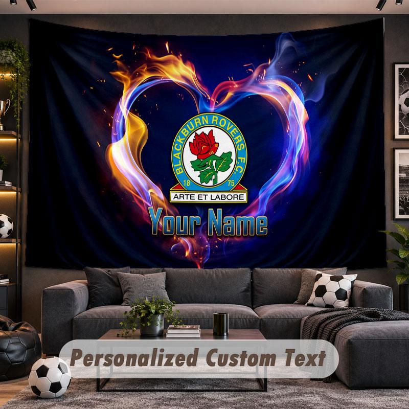 Wall Hanging Tapestry Custom NameBlackburn Rovers FC Pattern Personalized Printed Fabric Wall Decor