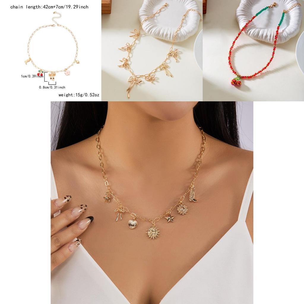 Womens Short Chain Necklace With Butterfly Bow And Pearls For Casual Beach Outfits