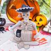 Yousheng Mini Halloween Skeleton Figurines Resin Guitar/Accordion/Violin Player Skeleton Statue Halloween Collectible Decoration for Home Office Desk