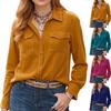 Women's Fashionable Casual Solid Color Retro Long-Sleeved Velvet Shirt