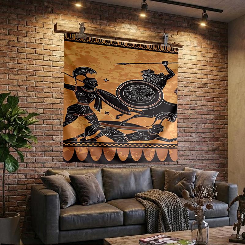 Ancient Greek Warriors Printed Tapestry, Wall Hanging,Livingroom, dormitory, Large Wall Decor, Fabric Decor Fan Birthday Gifts