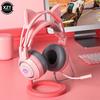 Светящиеся игровые наушники с кошачьими ушками для ПК, компьютерные игровые гарнитуры с микрофоном, шумоподавлением, проводной USB 3,5 мм для Ps4/xbox One