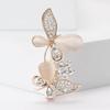 Creative Alloy Rhinestone Cat's Eye Stone Butterfly Brooch Fashionable and Simple Women's Clothing Chest Flower Accessories