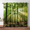 Forest Jungle Tree Natural Scenery Landscape Thin Window Blinds Curtains For Living Room Kitchen Bedroom Waterfall 2Pieces Decor