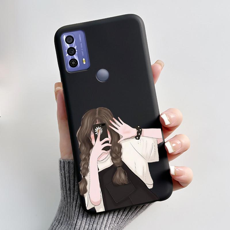 New Design Case For TCL 20B (6159K) Fashionable Black Love Pattern Shockproof Protective Cover Soft Silicone Black Case