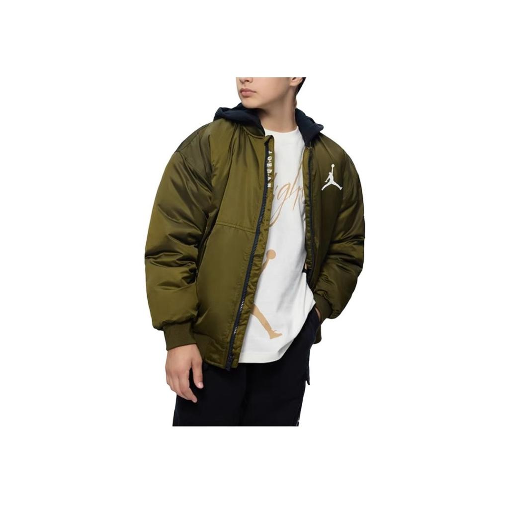 Jordan Модная хлопковая куртка с капюшоном и логотипом, с длинными рукавами, детские куртки Ivy-Green JD2342011GS-002
