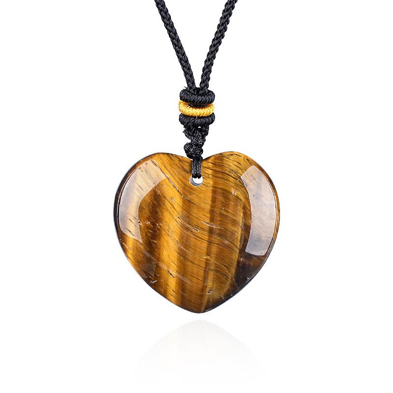 1pc 30mm Natural Stone Pendant Necklace Heart Amethyst Rose Quartz Pendant Necklace for Women Men Jewelry Party Gift