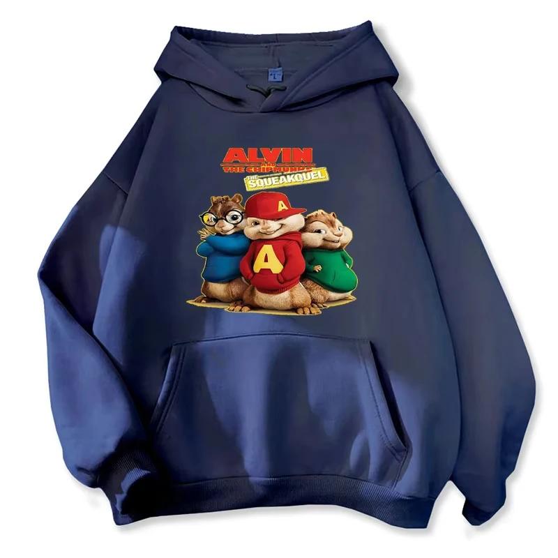 Мультяшное худи Элвин и бурундуки Зеленая Красная Темно-синяя Футболка Camisa S/P Промо к фильму Анимация Толстовки с длинным рукавом