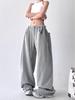 Женские свободные спортивные штаны Harajuku Wide Leg Y2K с высокой талией, повседневные спортивные штаны, уличная одежда, серые, свободного покроя, спортивная одежда для женщин