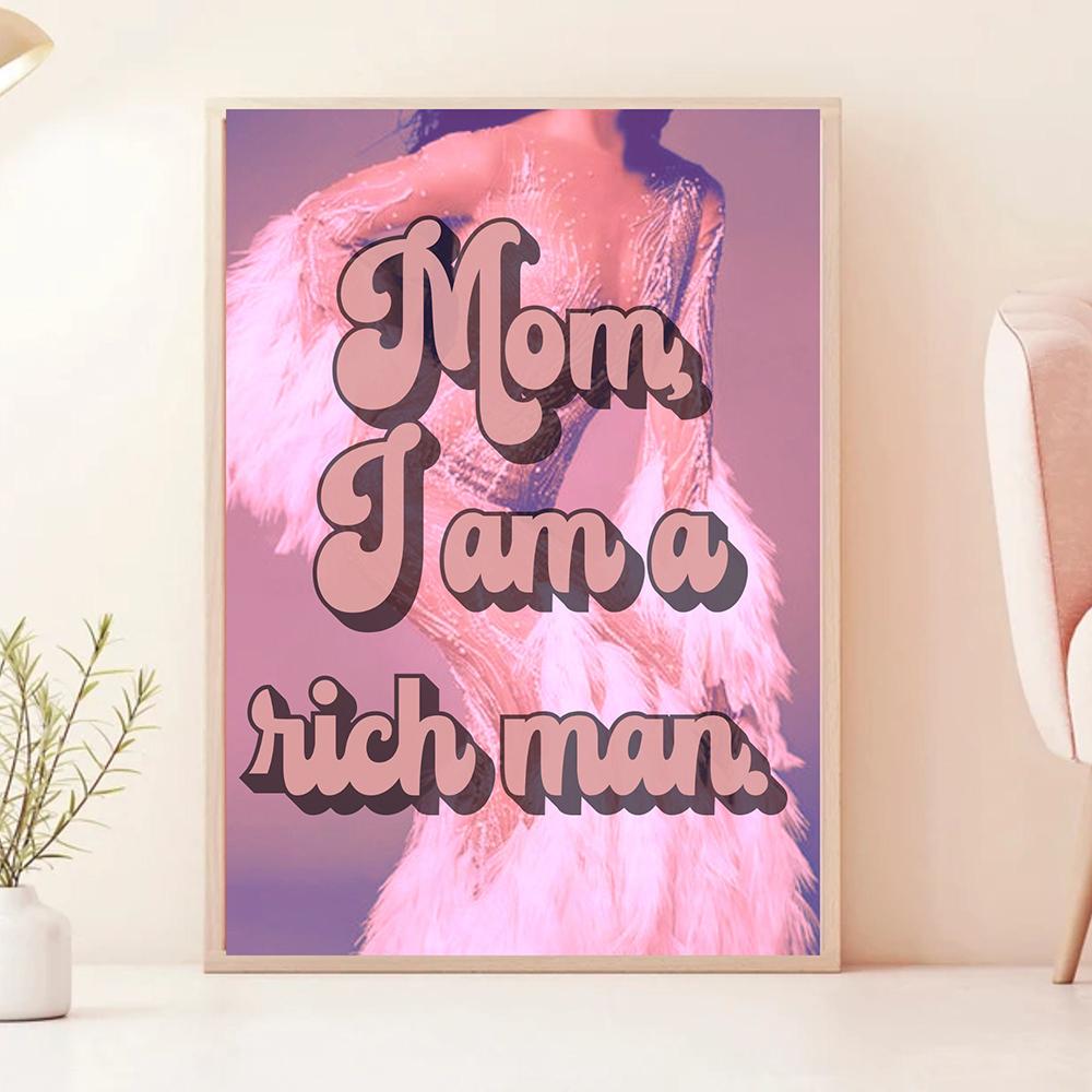 Мама, я богатый человек. Распечатайте эстетические плакаты, минималистские украшения, оригинальные репродукции, модные ретро-стены