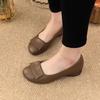 2025 весна новые одинарные туфли женские модные универсальные темпераментные мягкие подошвы повседневные туфли Doudou с неглубоким носком туфли на низком каблуке нескользящие кожаные туфли