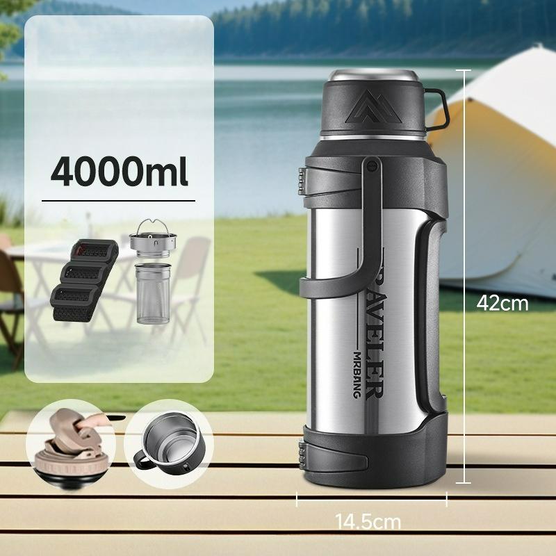 Портативный термос-чайник, термос-чайник из нержавеющей стали большой вместимости, уличный портативный термос сверхбольшой вместимости