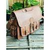 Handmade Men's Leather Laptop Messenger Briefcase Messenger Brown Bag  ( Free Gift Pocket Handle Bag Size - 11 X 9 X 3 In  / Diary Size - 7 X 5 In )