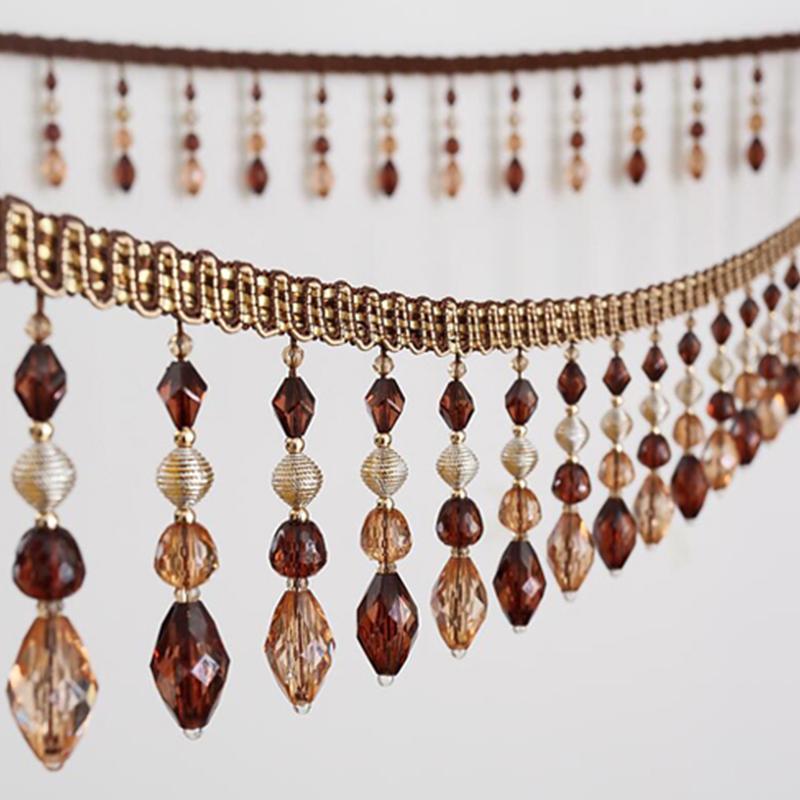 1/2/3M Шторы Отделка Кристалл Бусины Украшения Кружева Кисточки Аксессуары Подвеска Шар Тыквенные Бусины Декор Край Лента Обивка